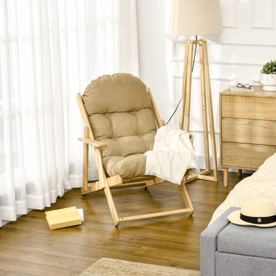 STILVORA Relaxfauteuil 71 x 89 x 96 Cm - Handmatig Verstelbaar En Inklapbaar - Voor Woonkamer En Slaapkamer - Hout En Stof Bruin