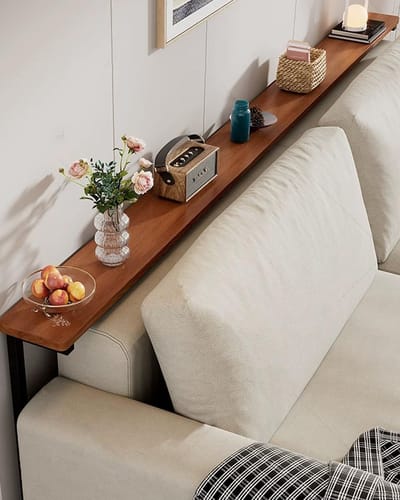 Smalle bijzettafel - Halmeubel wandtafel - Ruimtebesparend wonen - Massief houten ontwerp - 160x18x88cm - Espresso hout