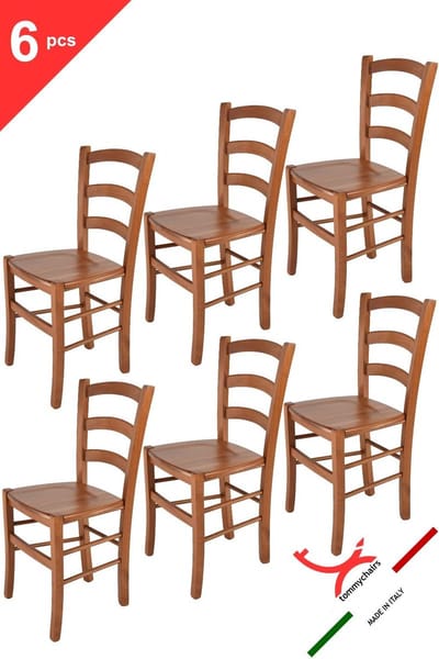 Tommychairs Venice - Eetkamerstoelen - Set van 6 - Kersenhout