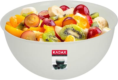 KADAX Kom van kunststof, slakom, stapelbare mengkom, plastic kom, keukenkom, ronde serveerschaal voor keuken, salade, deeg, vaatwasmachinebestendig (0,5 l, crème)