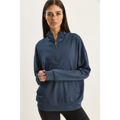 Relaxed Fit Ritskraag Gebreide Sweatshirt