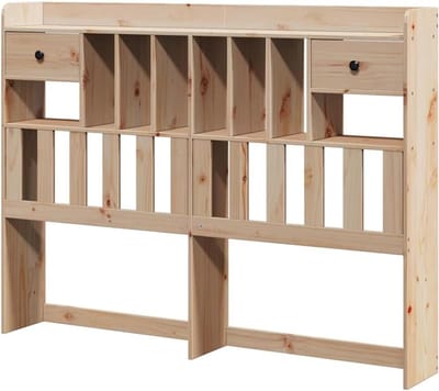 Hoofdbord met opbergruimte - Bedhoofdbord achterwand - Slaapkamer organiseren - 6 vakken en 2 lades - 160 cm - Naturel