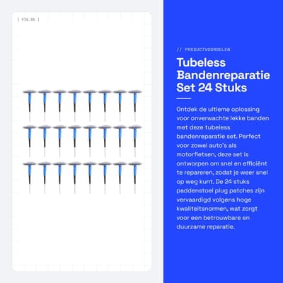 Dailygoods - Tubeless Bandenreparatie Set - 24 Stuks Paddenstoel Plug Patch - Gebruiksvriendelijk - 48x6mm - Voor Auto en Motorfiets - Betrouwbaar en...