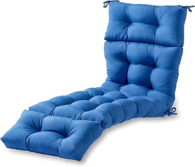 Tuinstoelkussen - Stoelkussen Ligstoel - Buiten Zitten - Met Banden - 183x56cm - Donkerblauw