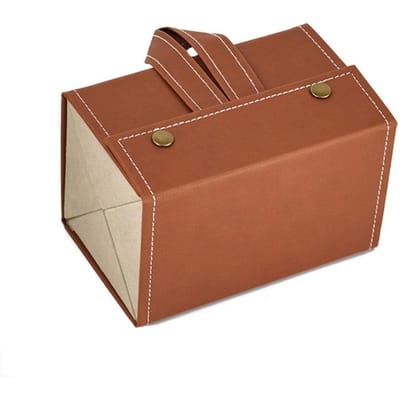 Multivak Zonnebrillen Organizer Opvouwbare Brillen Sieraden Opbergdoos Draagbare PU Leer Brillen brown