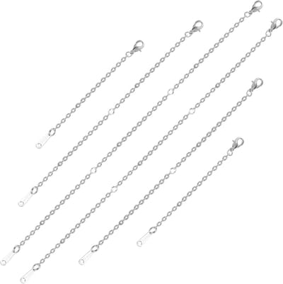 6 Stukken Kettingverlenging - 7.5cm 12.7cm 18cm Rvs Sieradenverlengers - Karabijnhaak Kettingverlengers voor Sieraden - Ketting - Armband - Enkelbandje (Zilver)