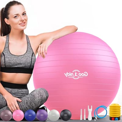 Grote ergonomische zitbal met burst protection voor fitness, yoga en zwangerschaps oefeningen, ondersteunt tot 2200 lbs met pomp