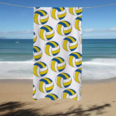 Serviette de Plage Imprimé Volleyball - Serviette Microfibre Motif Ballon Sportif, Douce Séchage Rapide Sans Sable Pour Voyage Piscine Fans de Volleyball 35x70inch 90x180cm&1pc