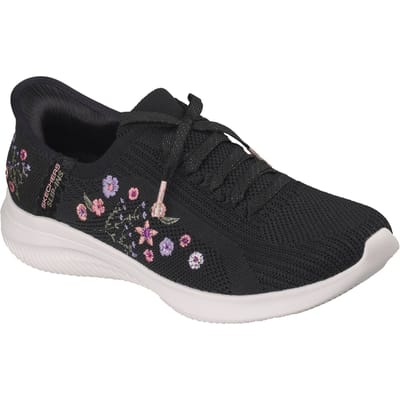 Skechers Ultra Flex 4.0 Sweet Petals Textiel Damenschoenen Zwart Gebreid/Multi Trim Trainers