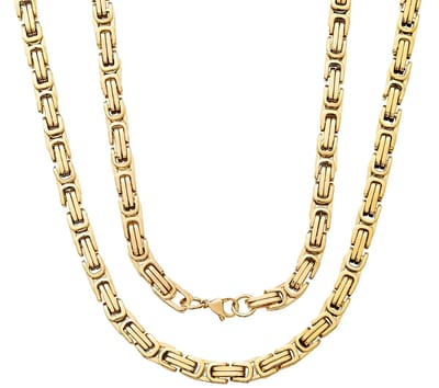 Halsketting schakel goudkleur 50cm lengte heren - ketting goudkleurig Crypto Mauro Vinci - met karabijnsluiting - geschenkverpakking