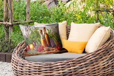 Buitenkussens - Tuin - Stilleven - Kruiden - Specerijen - Fruit - Kleurrijk - 50x30 cm