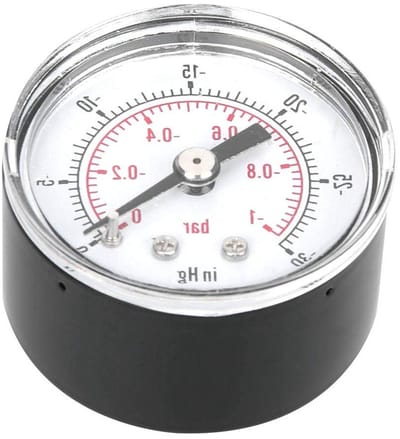 Vacuumdrukmeters met dubbele schaal -30 tot 0 inHg, 1/8BSt achteraansluiting voor water, olie en luchtdrukmetingen