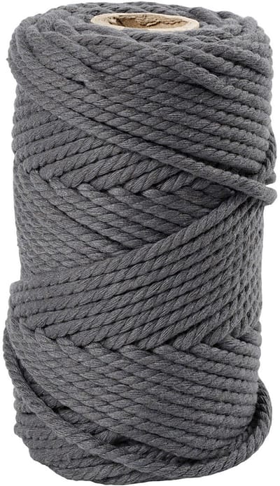 Macramé koord, L: 55 M, d 4 mm, grijs, 330 gr/ 1 rol
