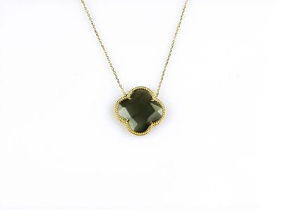 model Fiori kleine klaver collier in zilver verguld donkergrijs