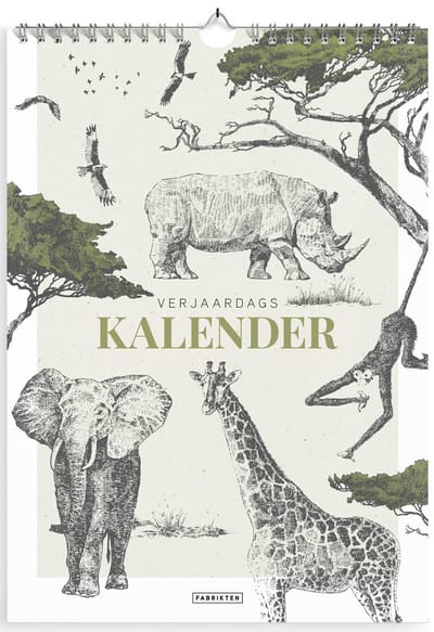 Fabrikten Verjaardagskalender Safari - A4 - Safaridieren