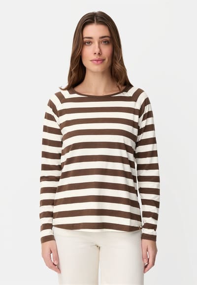 camel active Langarmshirt van zuiver katoen - Maat womenswear-S - Bruin