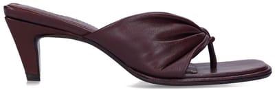 Sacha - Dames - Bordeaux leren slippers met hak - Maat 37