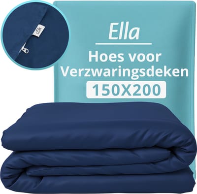 Hoes voor de verzwaringsdeken van EL-Life | Voor de 7kg en 9kg variant van 150x200cm | Gemaakt van 100% biologisch katoen | Blauw & grijs