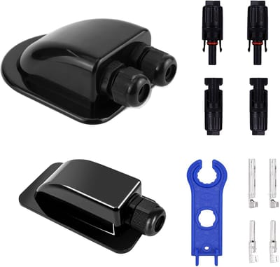 Dailygoods- Dakdoorvoer zwart - 1-voudig/dubbel - ABS weerbestendig - Waterdicht - Zonne-kabelinvoer - Voor camper/caravan - Kabeldoorvoer