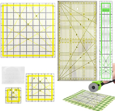 6 stuks kleermakersliniaal patchwork liniaal naailiniaal quilt liniaal | 5 x 30/15 x 30 cm, 2,5 x 2,5/4,5 x 4,5/8,5 x 8,5 inch, stofliniaal met hoekindicatoren voor snijders en quilten