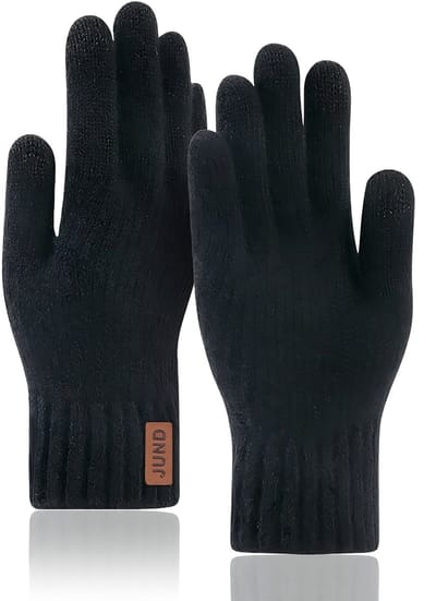 Rainbecom - Warme Winterhandschoenen – Zwart - Touchscreen thermische fleece gevoerde handschoenen - Elastische Manchetten – Volledige Vingerbedekking – Geschikt voor Dames en Heren Unisex – Dikker - Maat One Size Fits All - voor Hardlopen Fietsen