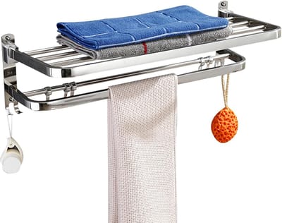 Handdoekhouder Badkamer - Opvouwbaar Rek - Orde Scheppen - Zonder Boren - 60 cm - Zilver