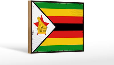 Holzschild Flagge Simbabwes 18x12cm Retro Flag of Zimbabwe Dekoration