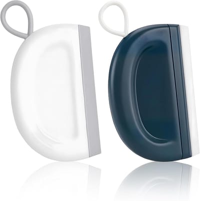 Douchewisser Set - Mini Raker - Snel Drogen - Flexibele Siliconen Lip - 73 x 11 cm - Wit en Blauw
