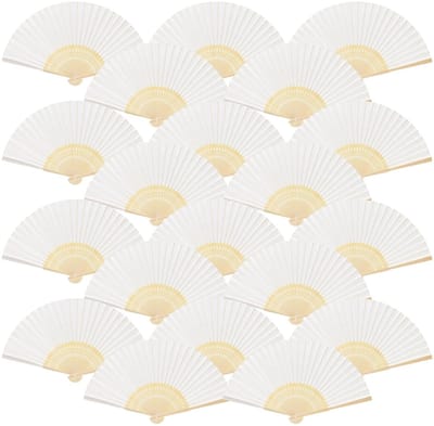aladdien - Handheld Papier Ventilator - 82 Stuks - Ideaal Voor Bruiloften - Wit - Papieren Fans - Voor Feesten - Decoratie