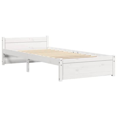 vidaXL - Bedframe - massief - hout - wit - 100x200 - cm