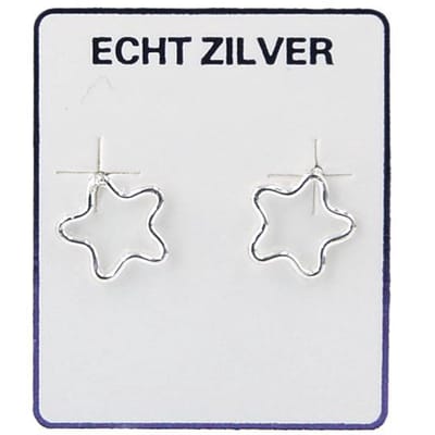 Zilveren oorknopjes met open sterretje 8 mm