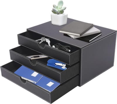 Lade Opberger - Documentenbak - Bureau Organisatie - Drie Lagen - 33 x 25 x 18 cm - Zwart