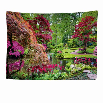 Ulticool - Bomen Bloemen Bloesem Natuur Water Park - Wandkleed - 200x150 cm - Groot Wandtapijt - Poster - Kamer Woonkamer Decoratie Accessoires Idee voor Vrouw voor Moeders