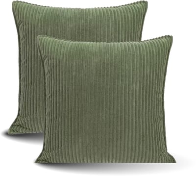 Kussenhoes Zachte Ribstof (2 stuks) - Olijfgroen - 45x45 cm - Gestreept Corduroy Kussenhoes - Ribfluweel Kussen - Sierkussen Zonder Vulling - Bankkussen / Zetelkussen / Decoratiekussen - Vele diverse kleuren