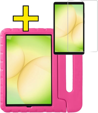 Hoes - Geschikt voor Samsung Galaxy Tab A11 - Met Screenprotector - Kinderhoes Shockproof Bumper - Kidsproof Case - Tablet Hoesje - Kinder Hoesje Cover - Roze