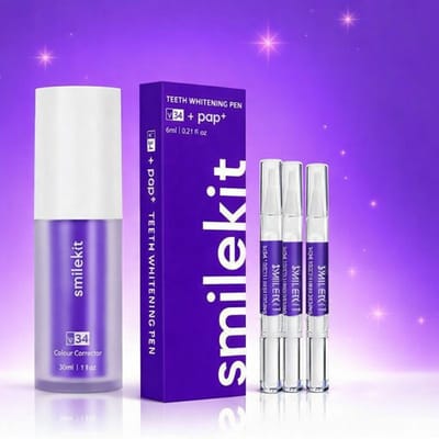 Smilekit - Tandenbleekset - V34 Colour Corrector Serum & V34 Colour Corrector Whitening Pens - Witte Tanden - Paarse Tandpasta - Teeth Whitening - Kleurcorrector - smilekit