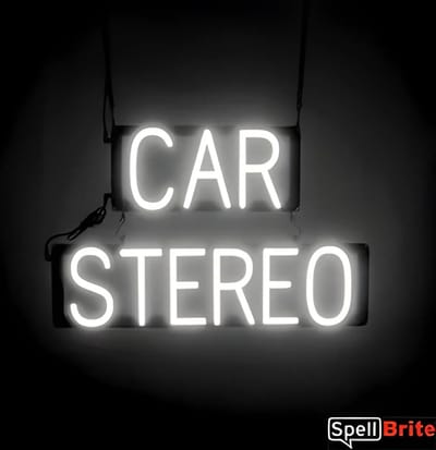 CAR STEREO - Lichtreclame Neon LED bord verlicht | SpellBrite | 59 x 38 cm | 6 Dimstanden - 8 Lichtanimaties | Reclamebord neon verlichting
