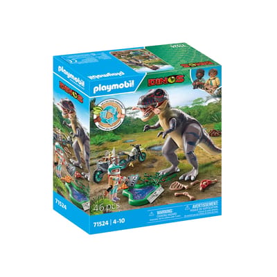 Simulatie spel ontdekkingsreiziger + motor en tyranosaure Playmobil