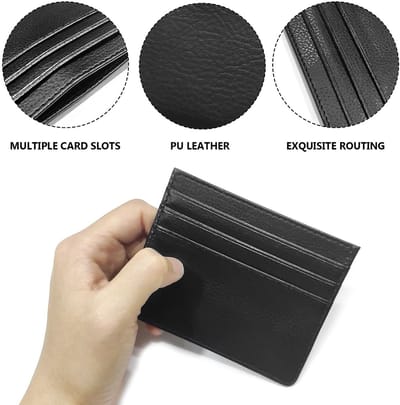 Dailygoods- Creditcardhouder RFID-blokkerend - Ultraslank Leer - 6 Kaartvakken - 1 Zak - Inclusief 5 Transparante Kaartsets - 10 x 8 x 0,2 cm - Portemonnee