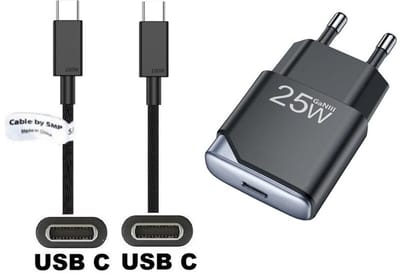 OneOne 25W snellader + 0,5m sterke USB C naar C kabel. GAN lader. PD PPS oplader adapter past op Samsung Galaxy M21, M30, M40, M54, M55s, M05, F42, M10s, M11, Z, M06, M42, M20, M31s, M32, M32, F05