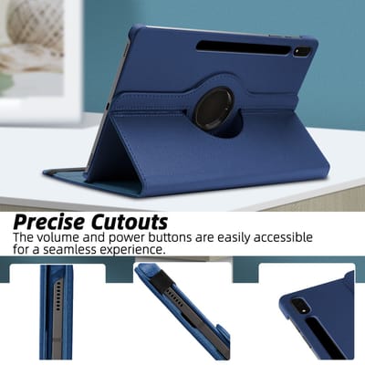 360 graden draaibare stand cover Hoes Geschikt voor: Samsung Galaxy Tab S8 2022 / Tab S7 2020 11 inch - Hoesje met Auto Wake Sleep voor Galaxy Tab S8 / S7 SM-X700/X706/T870/T875/T876 - donker blauw