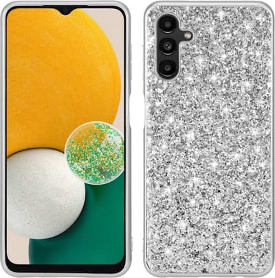 Coverup Hoesje - Geschikt voor Samsung Galaxy A14 Hoesje - Coverup Glitter Back Cover - Zilver