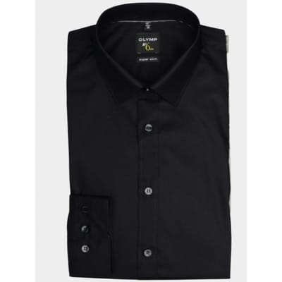 OLYMP No. Six super slim fit overhemd - zwart - Strijkvriendelijk - Boordmaat: 36