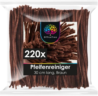 OfficeTree Pijpenragers 220-delig Bruin - Chenille Draad 30 cm - Knutselset voor Kinderen - Knutselpakket voor DIY en Decoratie