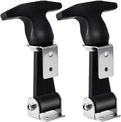 2 Stuks RVS Rubber Kap Sluiting Mini Easy-Grip Trekgrendel Flexibele Rubber Trekhaak met Klemmen en T-Handvat voor Gereedschapskist en Motorhuif van Voertuigen