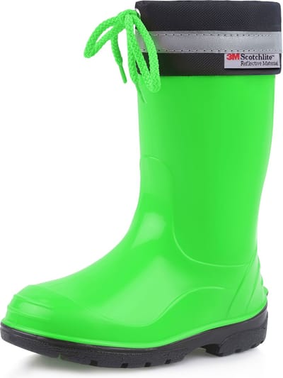 Ladeheid Kinder Regenlaarzen - Rubber - Hoog met Veters - PVC - Waterdicht – Groenzwart – 26 - LA-LMG-972-Kim