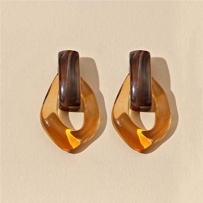 Kleurrijke heldere hars acryl oorbellen voor vrouwen geometrische holle verklaring oorbellen meisjes mode-sieraden cadeau brown