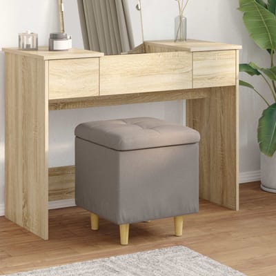 vidaXL - Ottoman - met - opslag - Taupe - 40 - x - 40 - x - 45 - cm - Stof