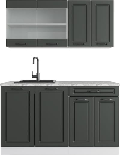 Vicco R-Line Eenpersoonskeuken – 140 cm zonder werkblad Antraciet landhuis/wit