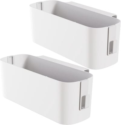 Hanging Bed Organiser Opbergbak met 2 Verwijderbare Haken - Robuuste Bedside Caddy voor Studenten, Thuis en Kantoor, Wit
